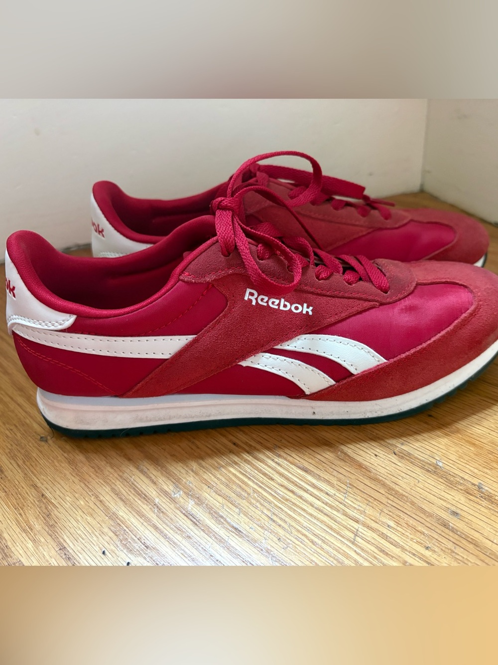 Reebok Women’s Red and White Retro Runner Sneakers